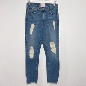 REVICE High Waist Distressed Jean Frayed Hem Size 28‎ Vintage Grunge Streetwear